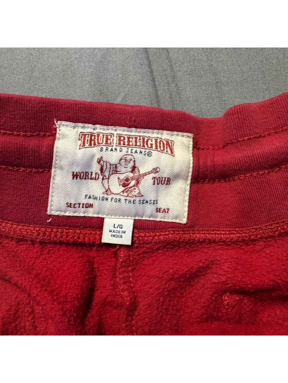 True Religion Classic Logo Joggers Red Mens Large Sweatpants Horseshoe